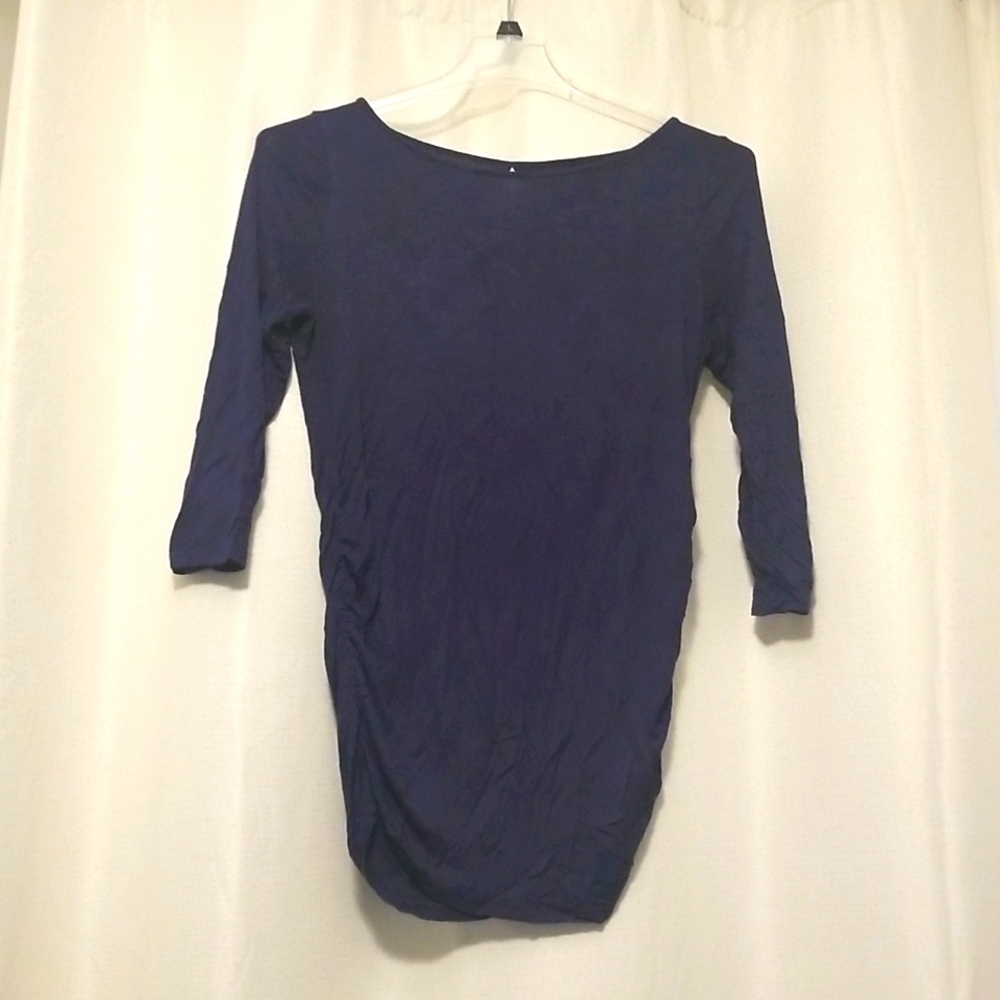 Motherhood maternity jersey knit 3 quarter sleeve top navy blue. Size medium